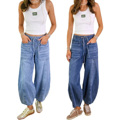 Women's Relaxed Fit Drawstring Denim Pants