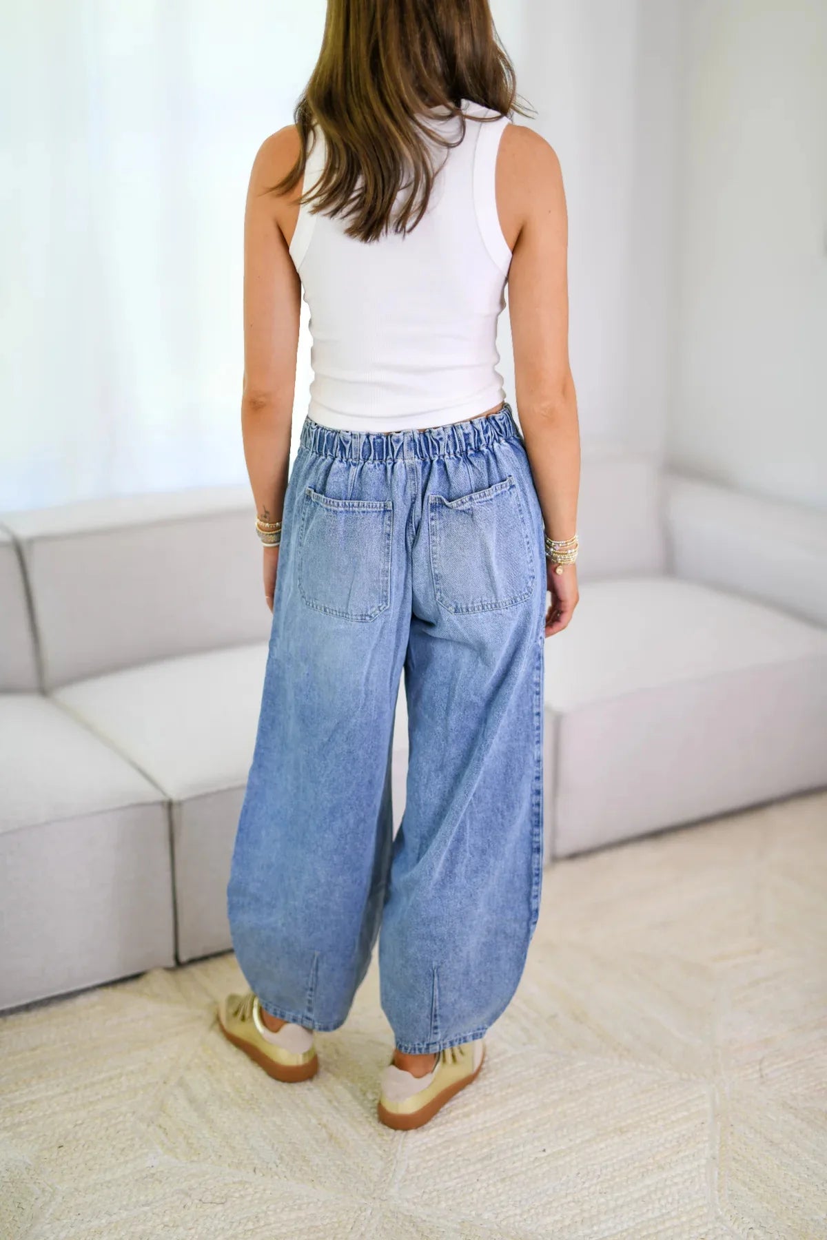 Women's Relaxed Fit Drawstring Denim Pants